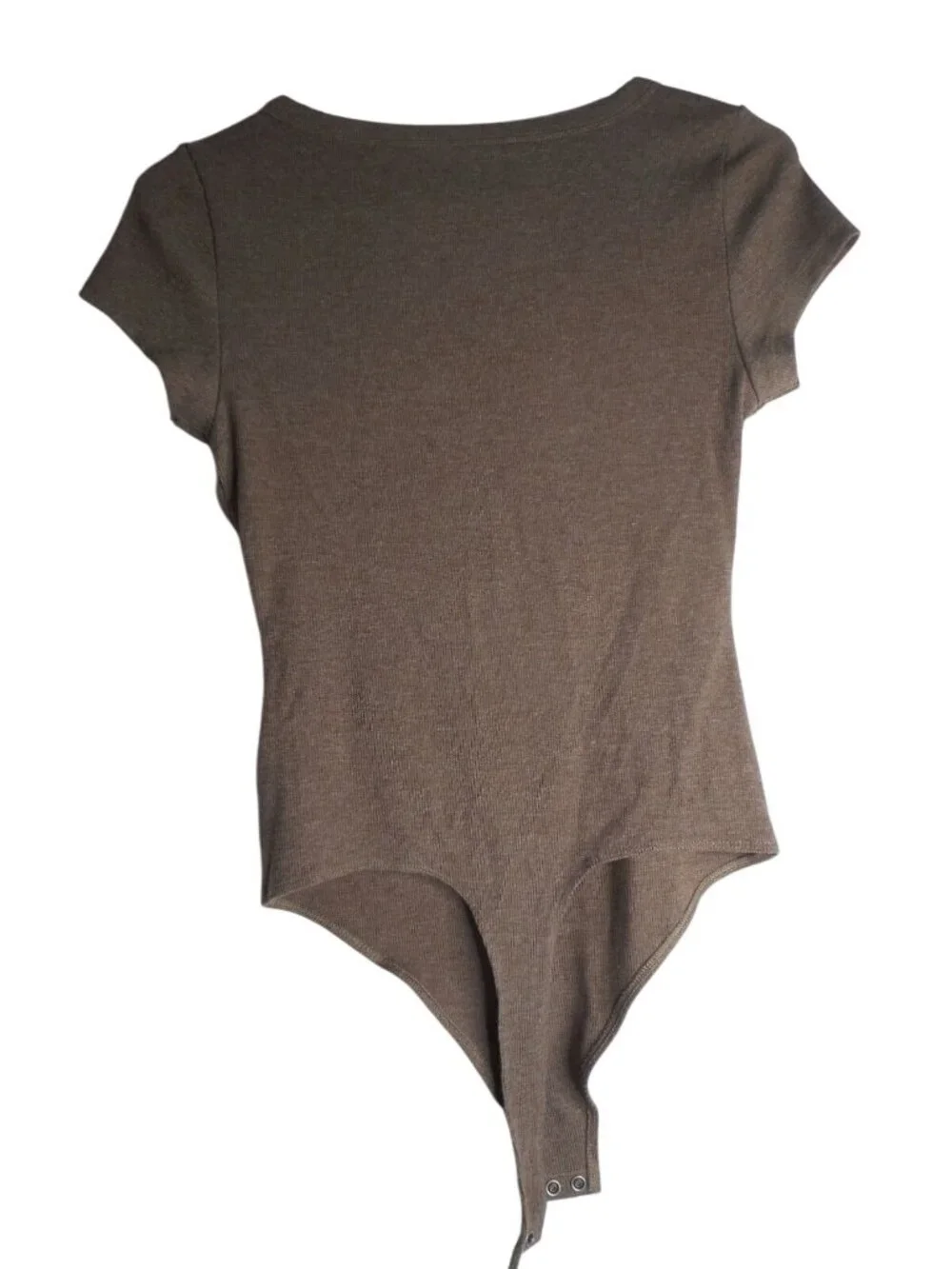 American Eagle Body Suit Women Sz S Thong Brown Ribbed Knit Stretch - Picture 3 of 4